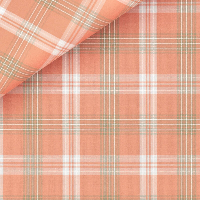 Linen Check Pattern Orange Green