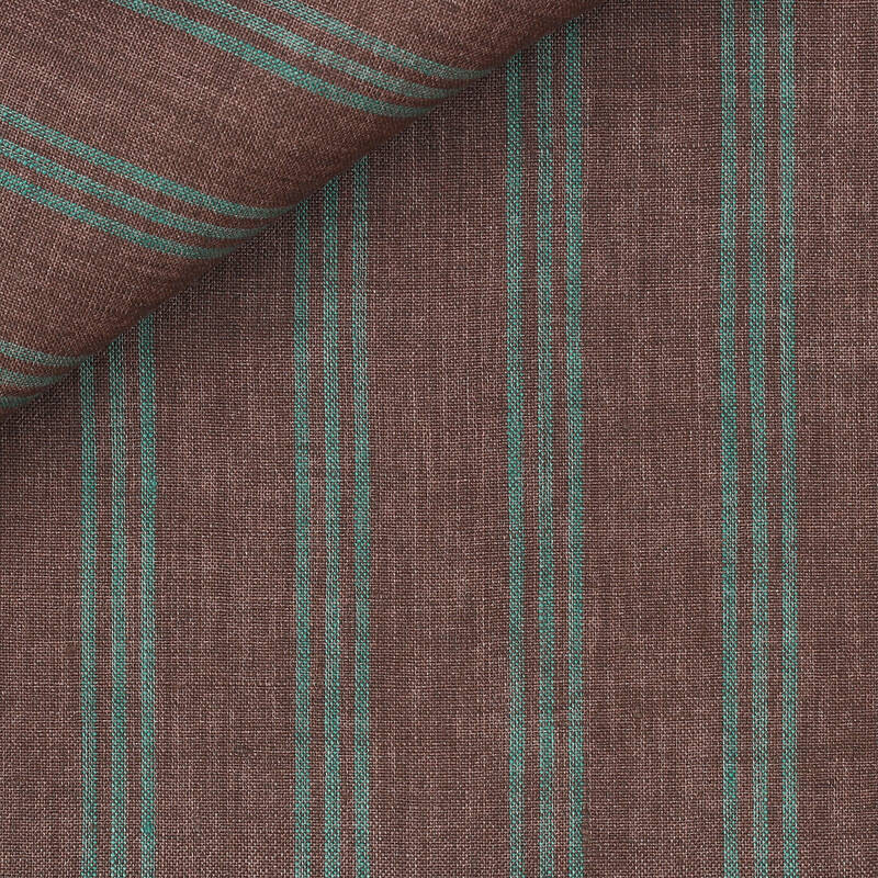Linen Check Pattern Brown Turquoise