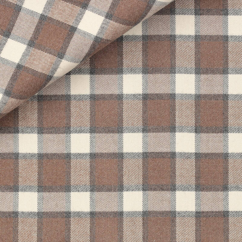Twill Check Pattern Brown Grey