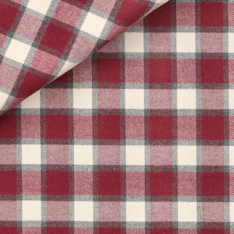 Twill Check Pattern Bordeaux Grey
