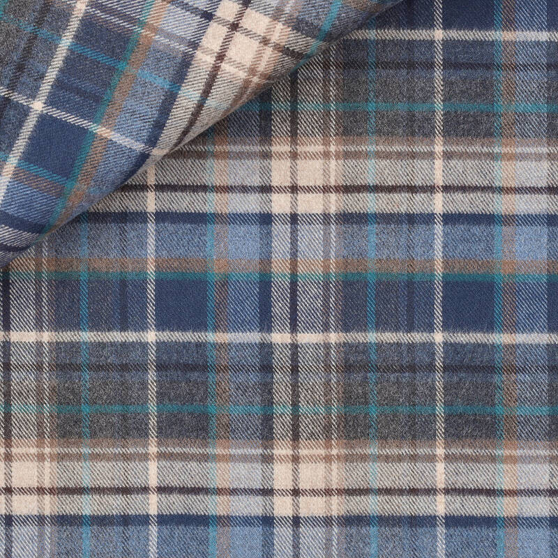 Twill Check Pattern Blue Beige