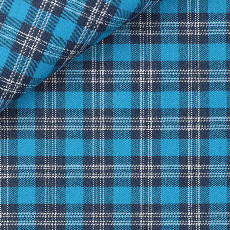 Twill Check Pattern Blue Turquoise