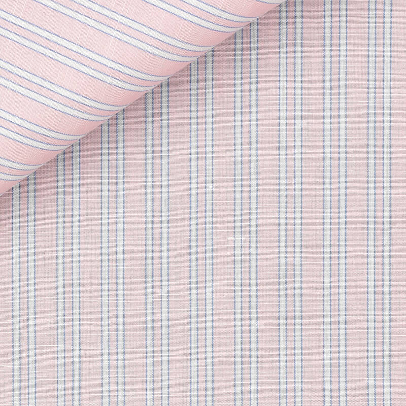 Linen Stripes Blue Pink
