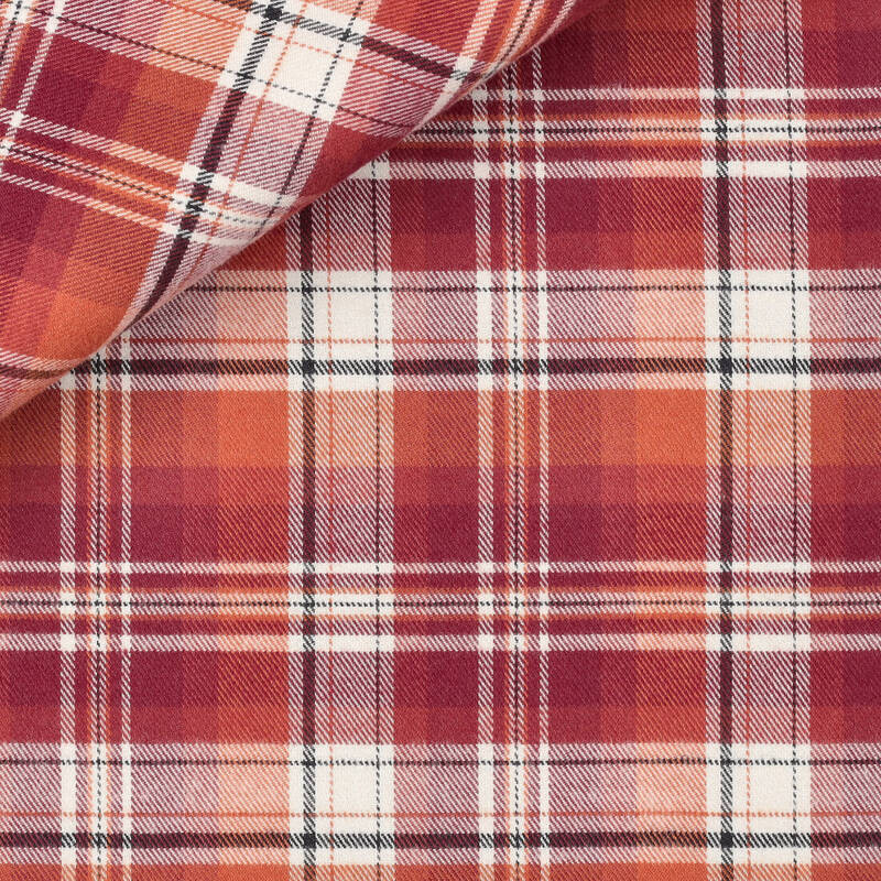 Twill Check Pattern Bordeaux Orange