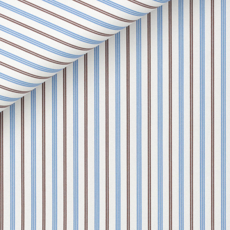 Poplin Stripes Blue Brown