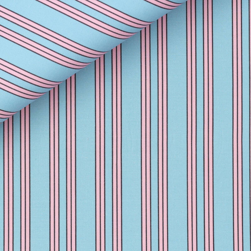 Poplin Stripes Blue Pink