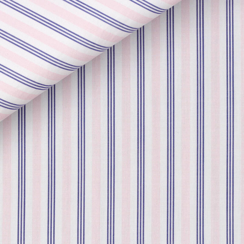 Poplin Stripes Blue Pink