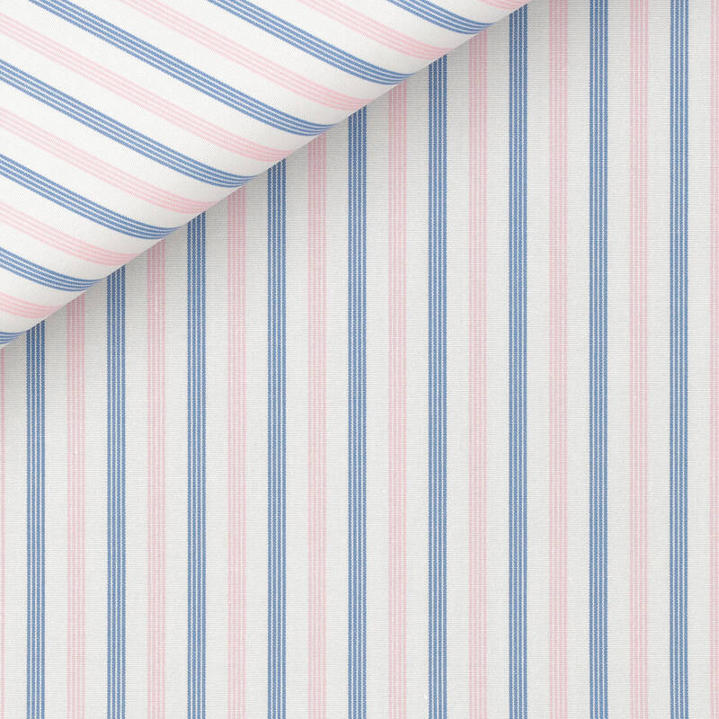 Poplin Stripes Blue Pink