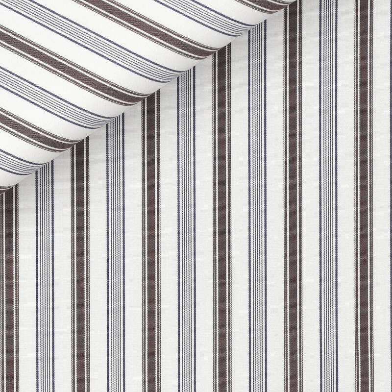 Poplin Stripes Blue Brown