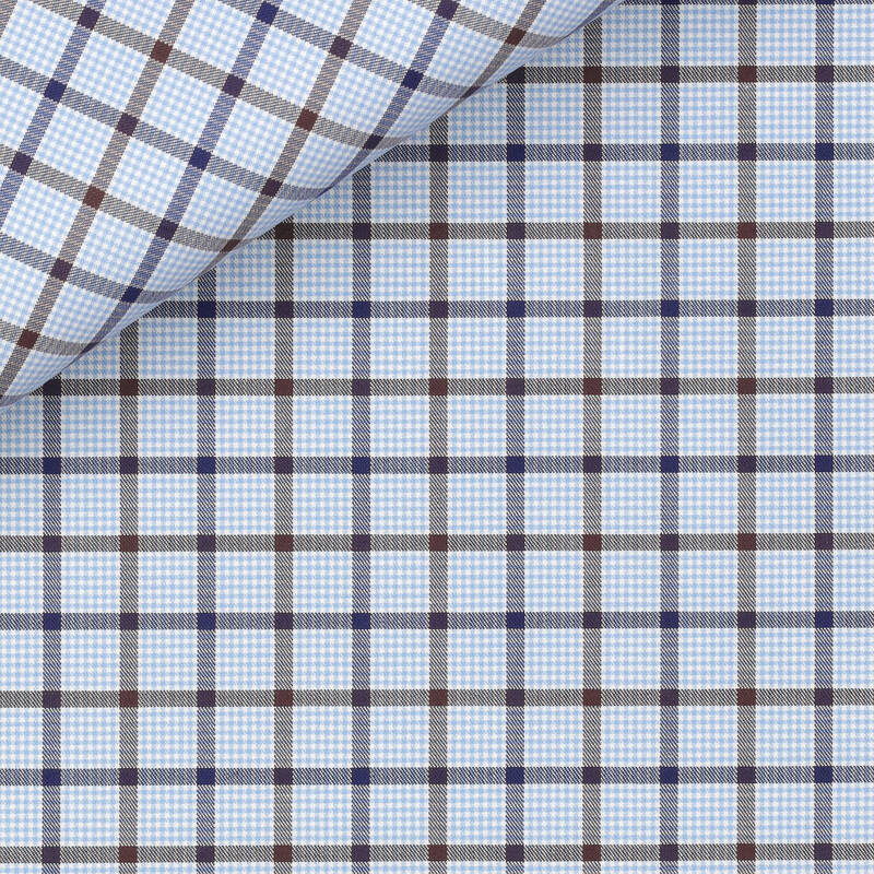 Twill Check Pattern Blue Brown