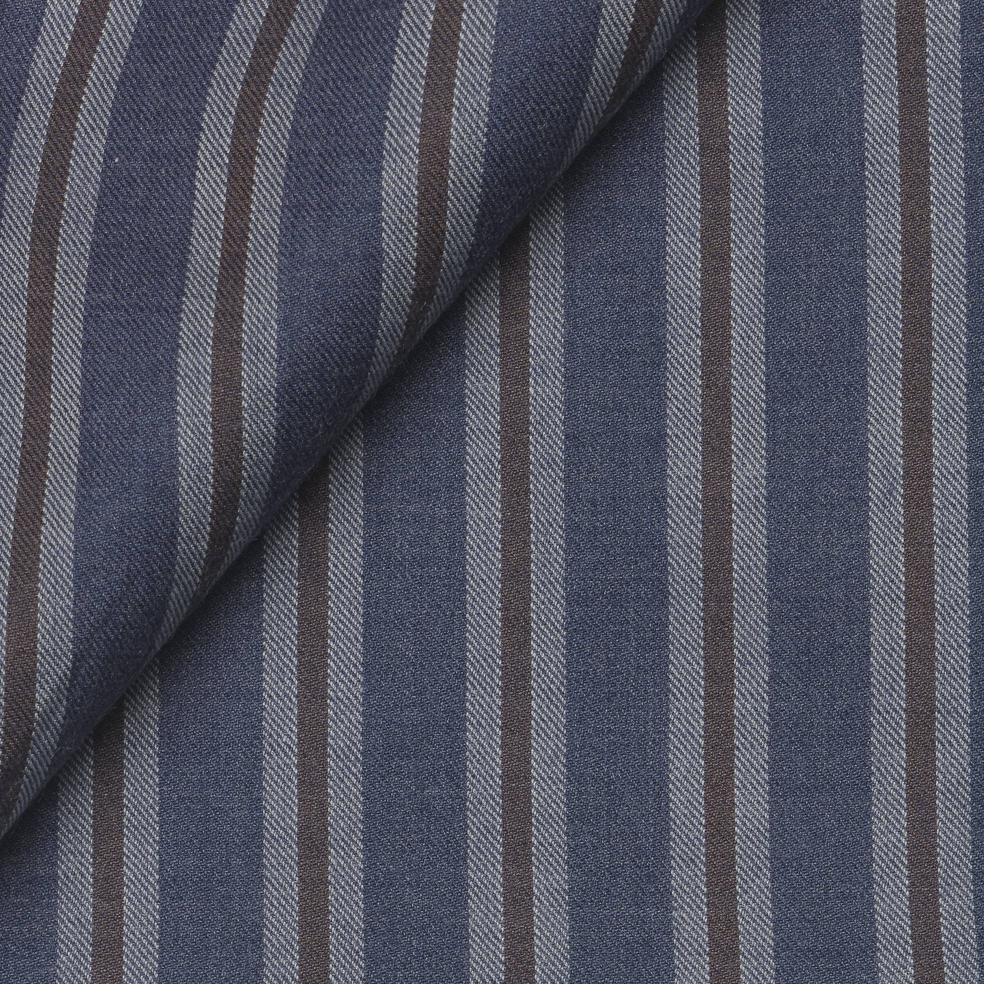 Blue Brown Stripes Twill