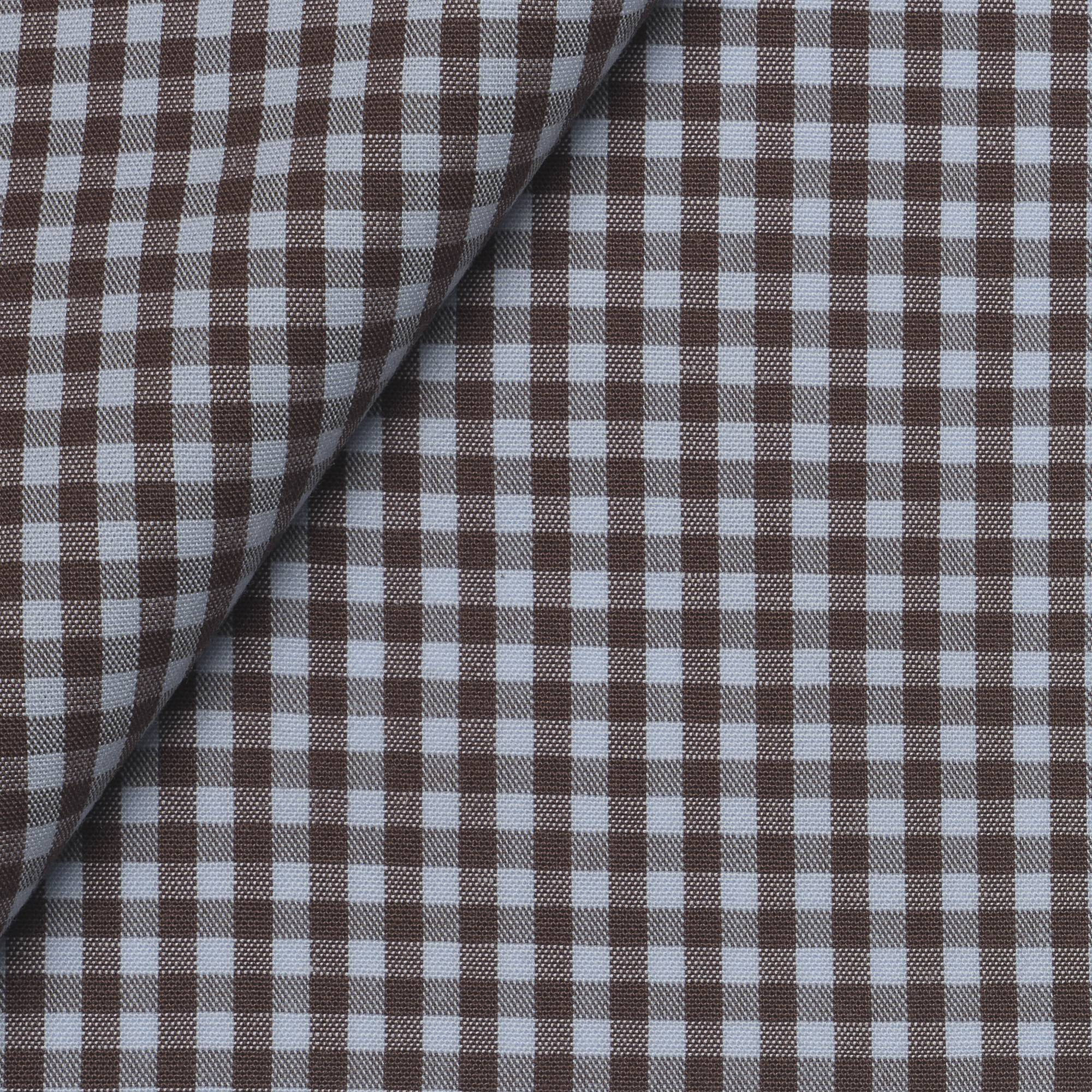 Brown Blue Check Poplin