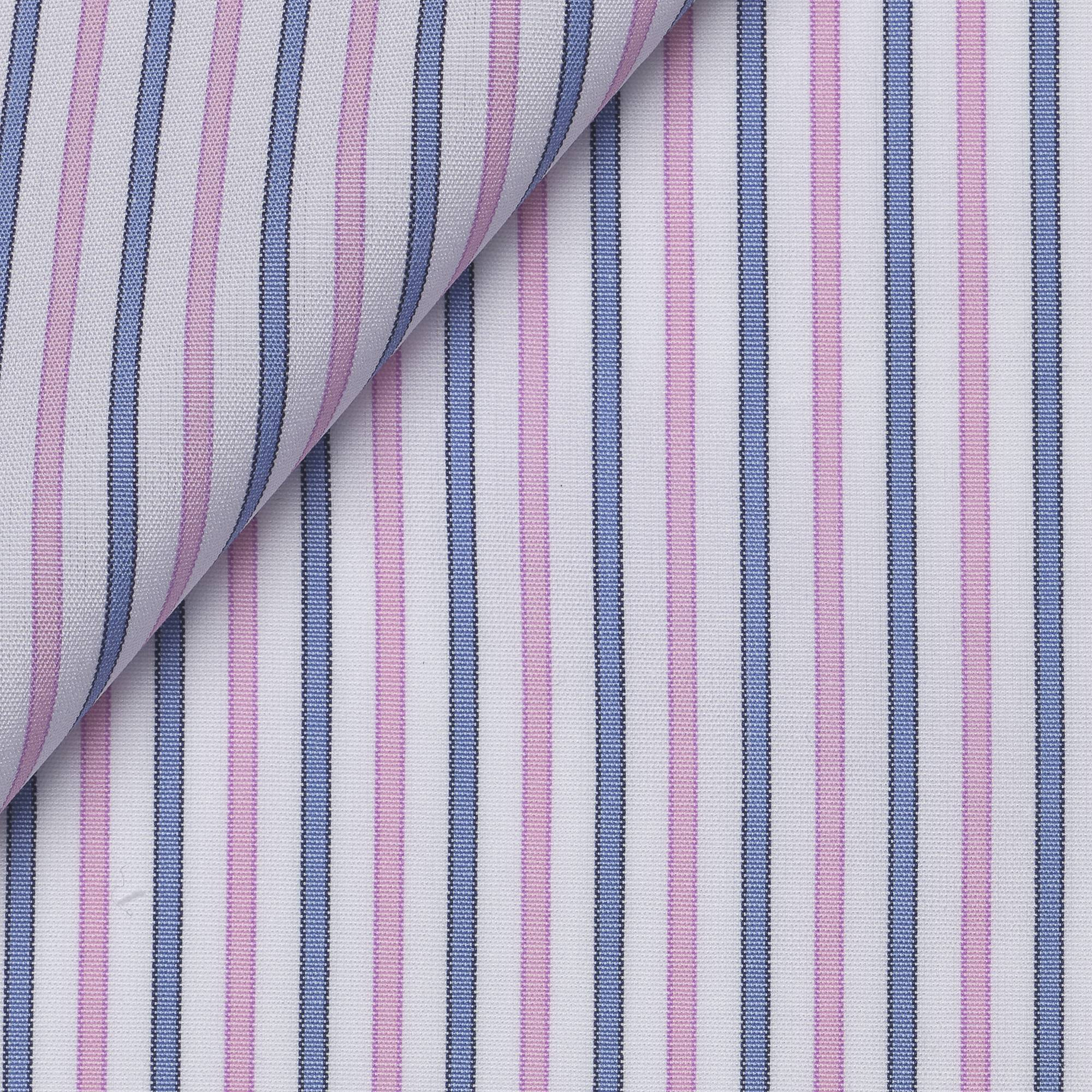 Blue Pink Stripes Poplin