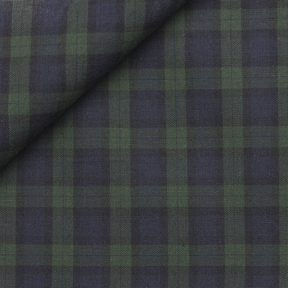 Blue Green Check Poplin