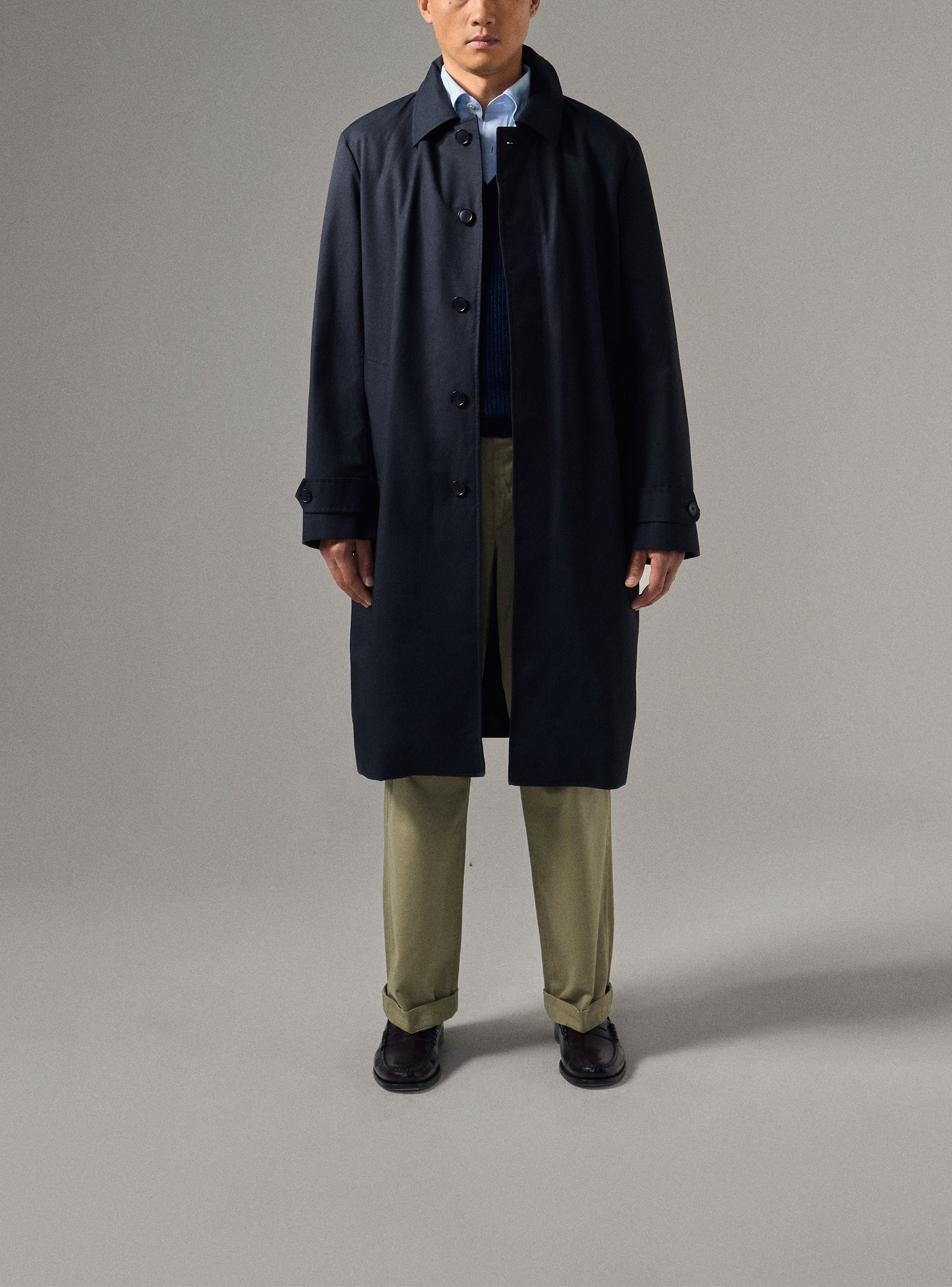 Navy Cotton Car Coat