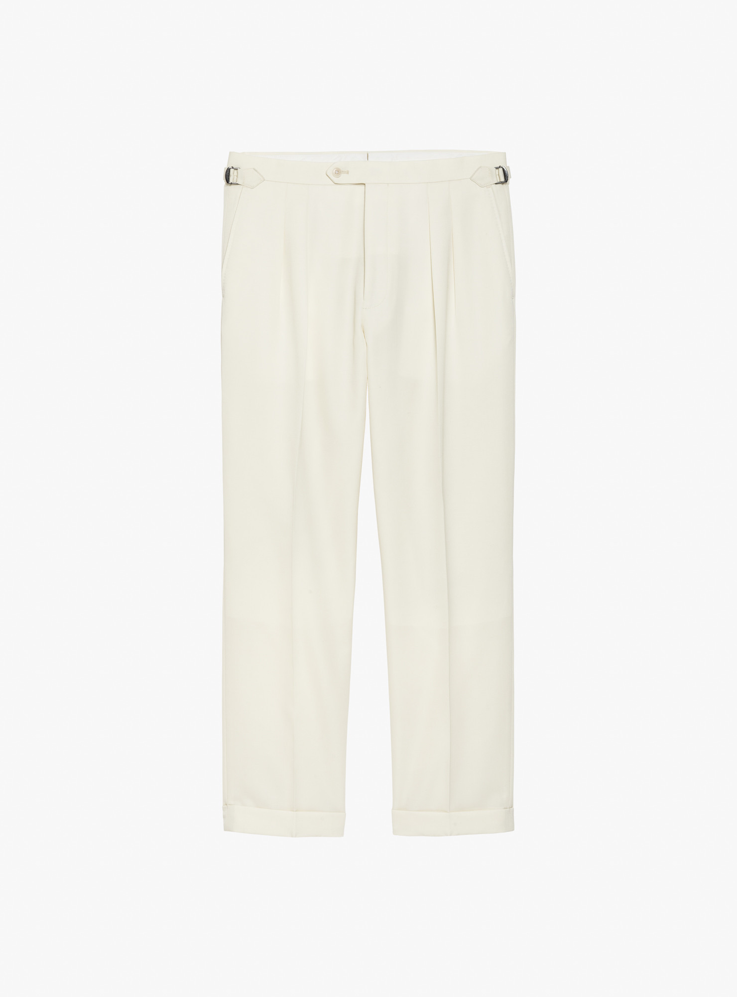 Ecru Wool Twill Trousers