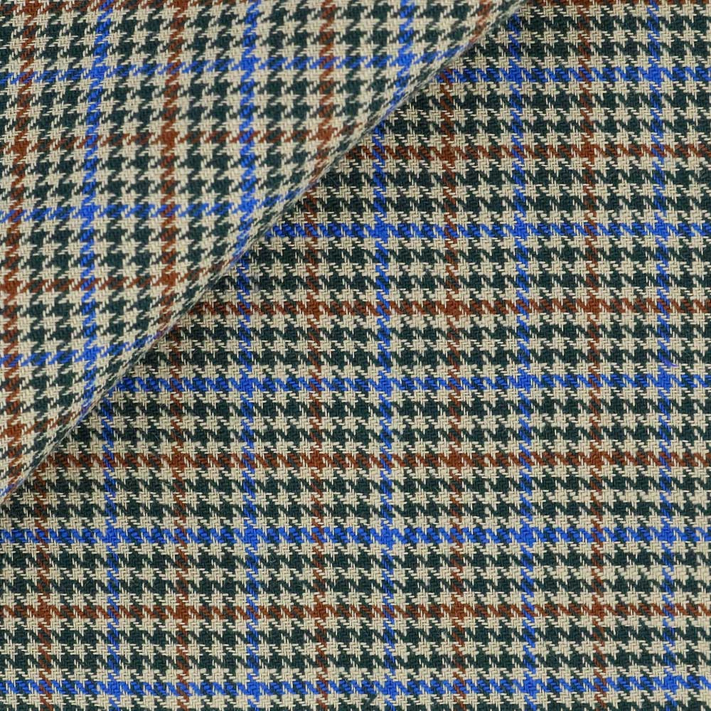 Brown Blue Check Pattern Chambray