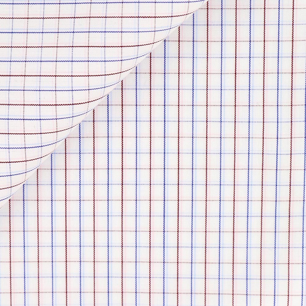 Poplin Check Pattern Blue Bordeaux