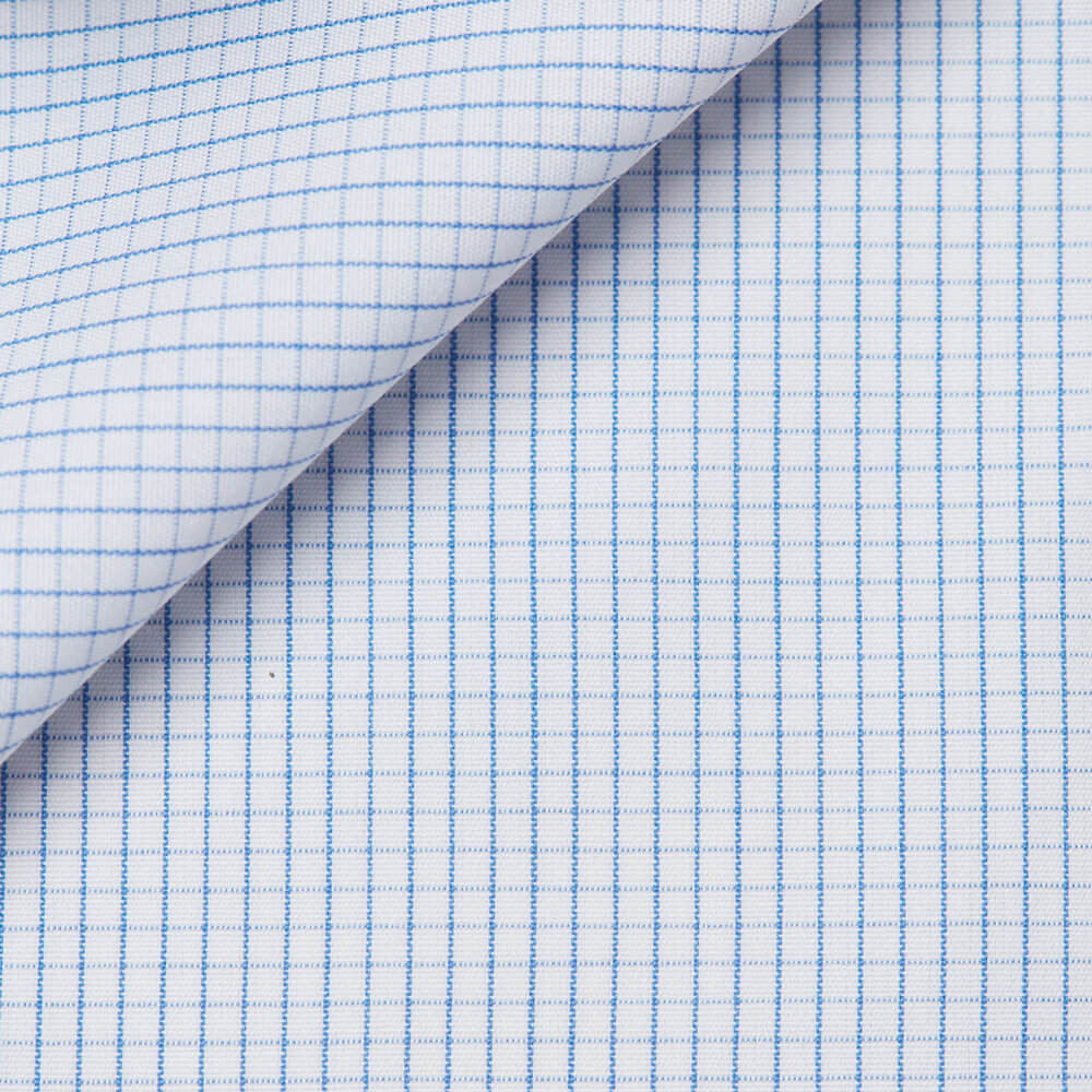 Poplin Check Pattern Blue (easy care)