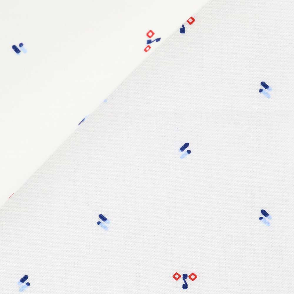 Poplin Pattern White Blue