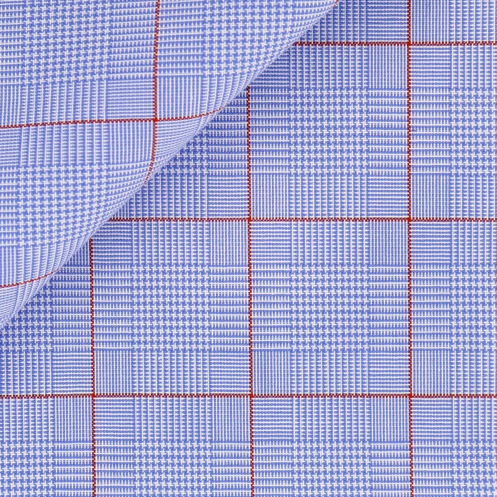 Poplin Check Pattern Blue Red