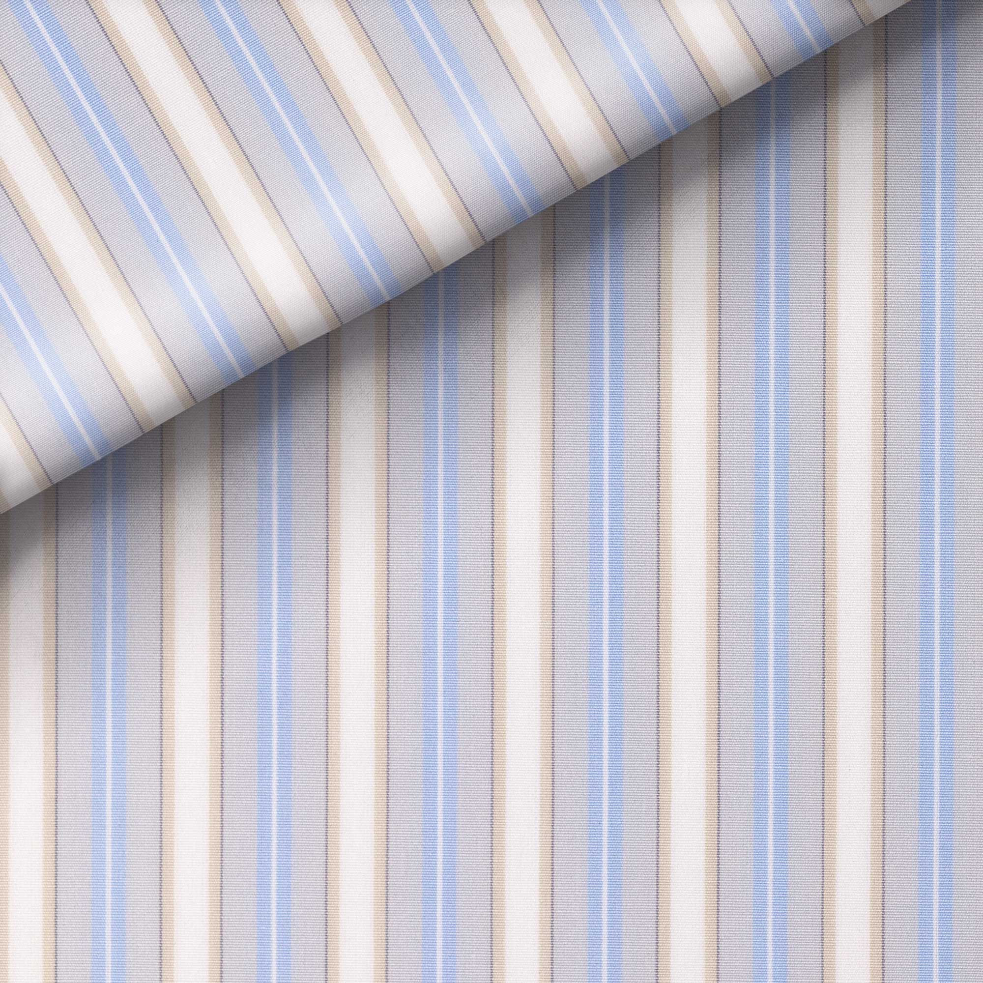 Poplin Stripes Blue Grey