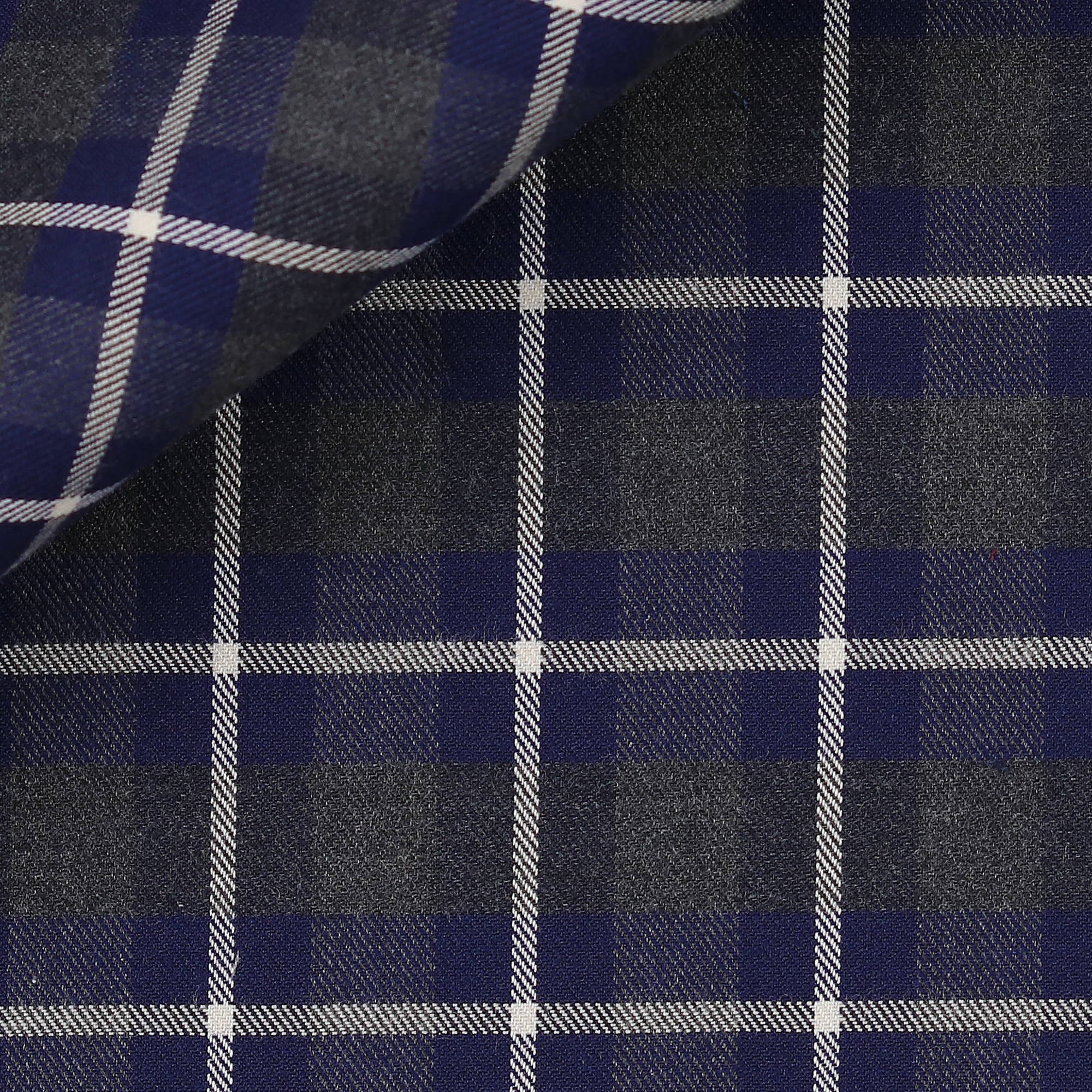 Twill Check Pattern Grey Blue