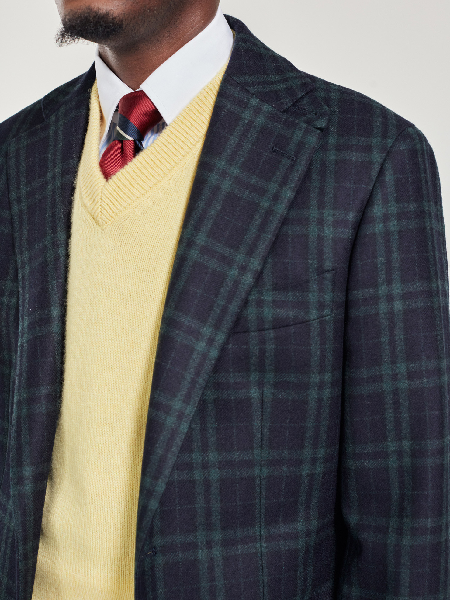 Navy and Green Tartan Jacket VEDR70035AH23 Swann