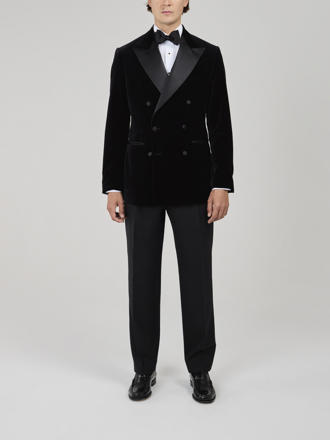 Black Velvet Double-Breasted Tuxedo Jacket