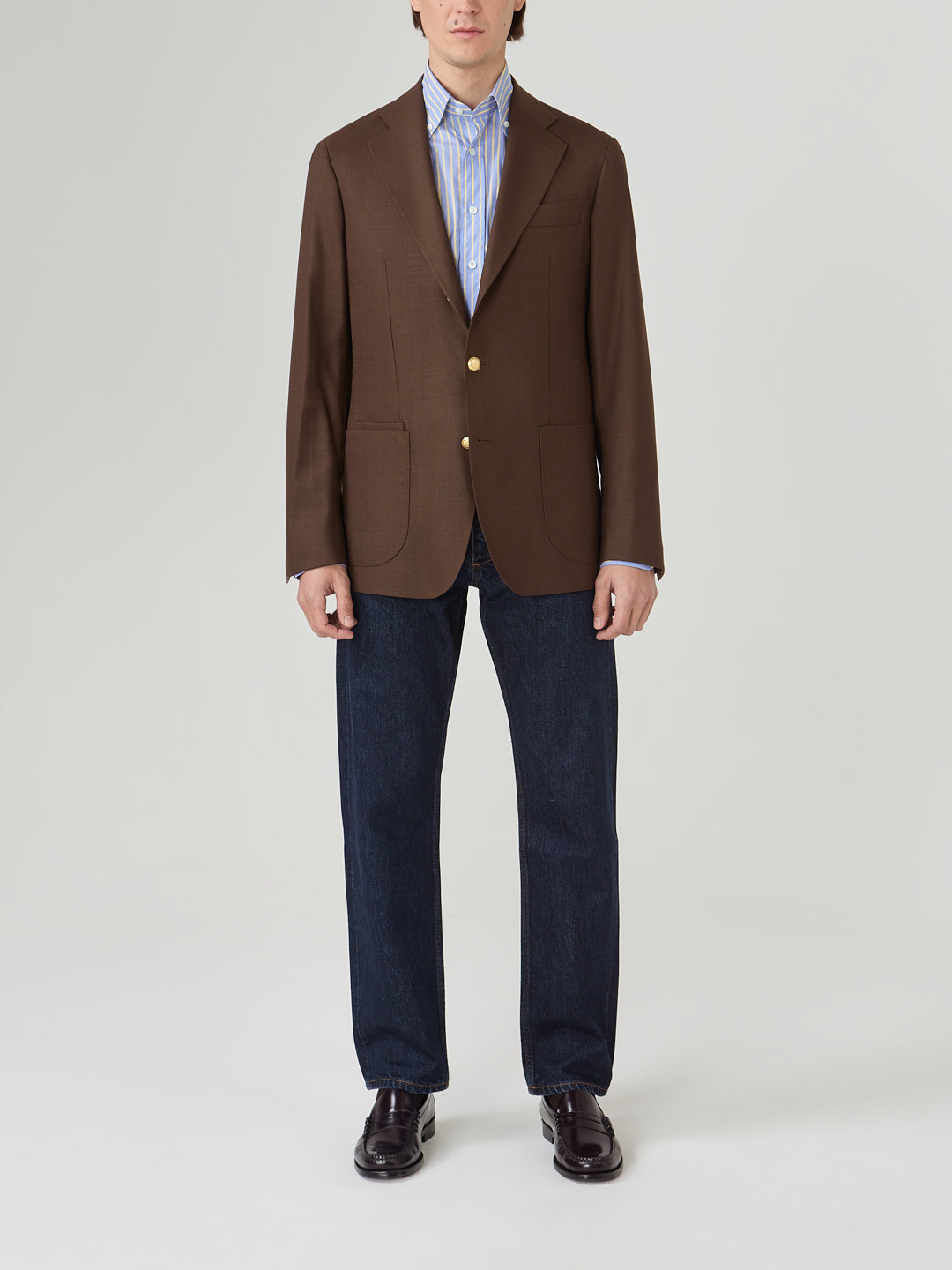 Blazer Fresco Mock Leno Brown