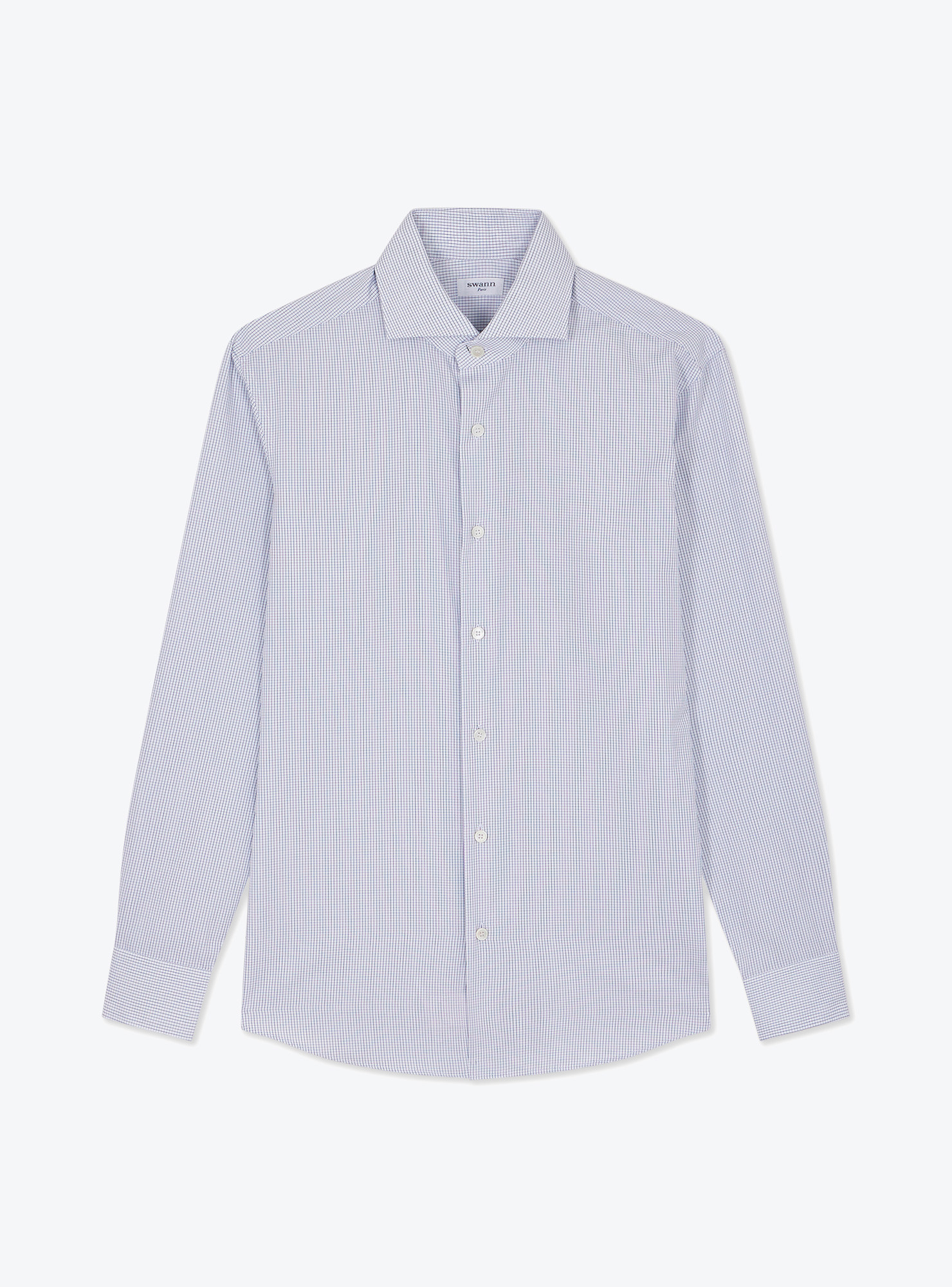 Shirt Poplin Check Pattern Blue