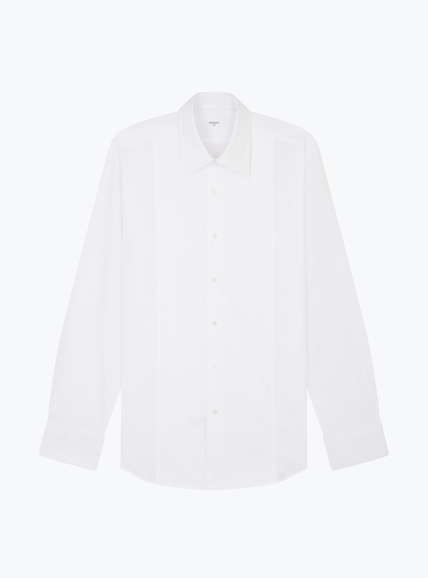 White Pleated Tuxedo Shirt