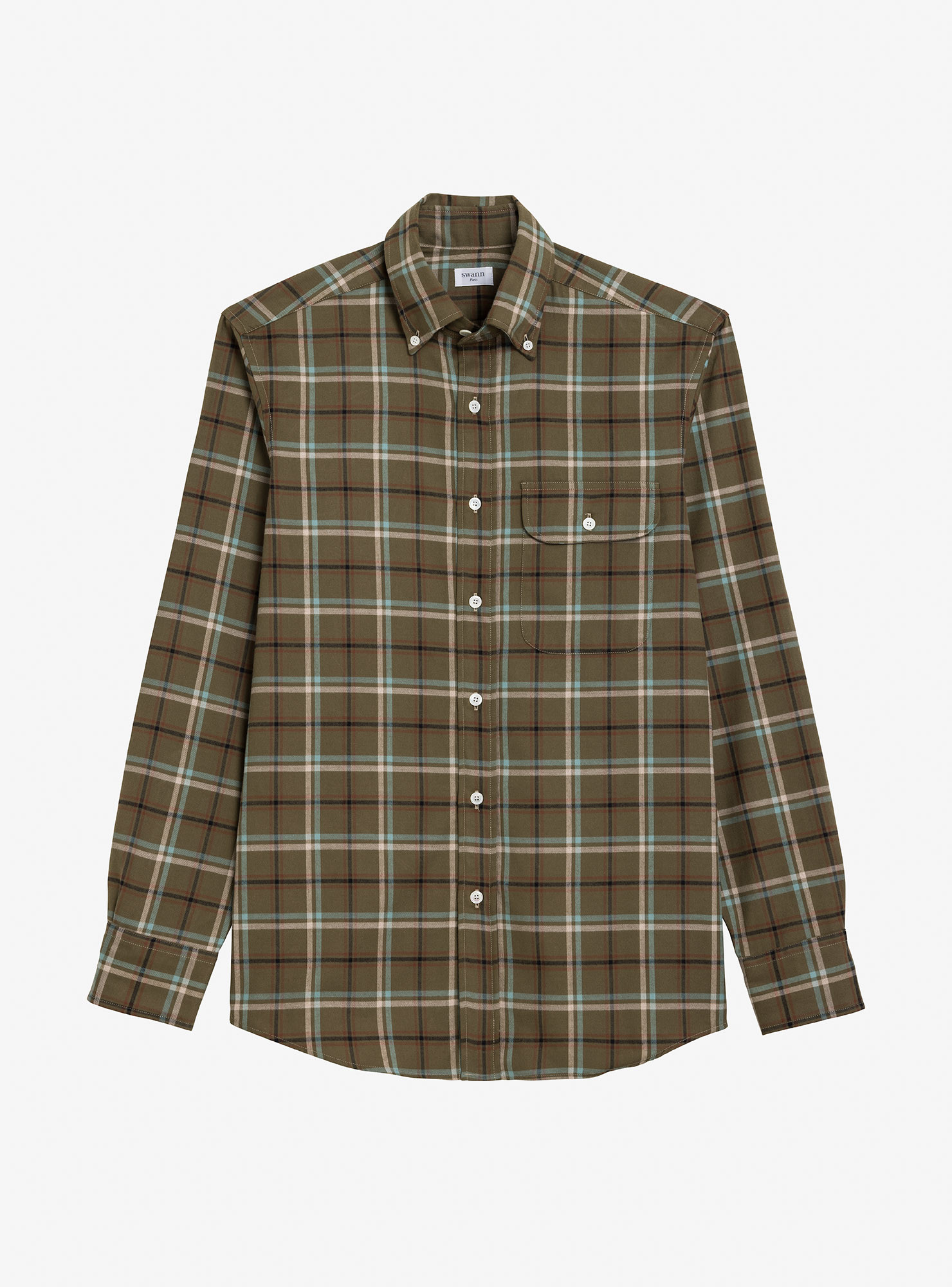 Shirt Twill Check Pattern Green