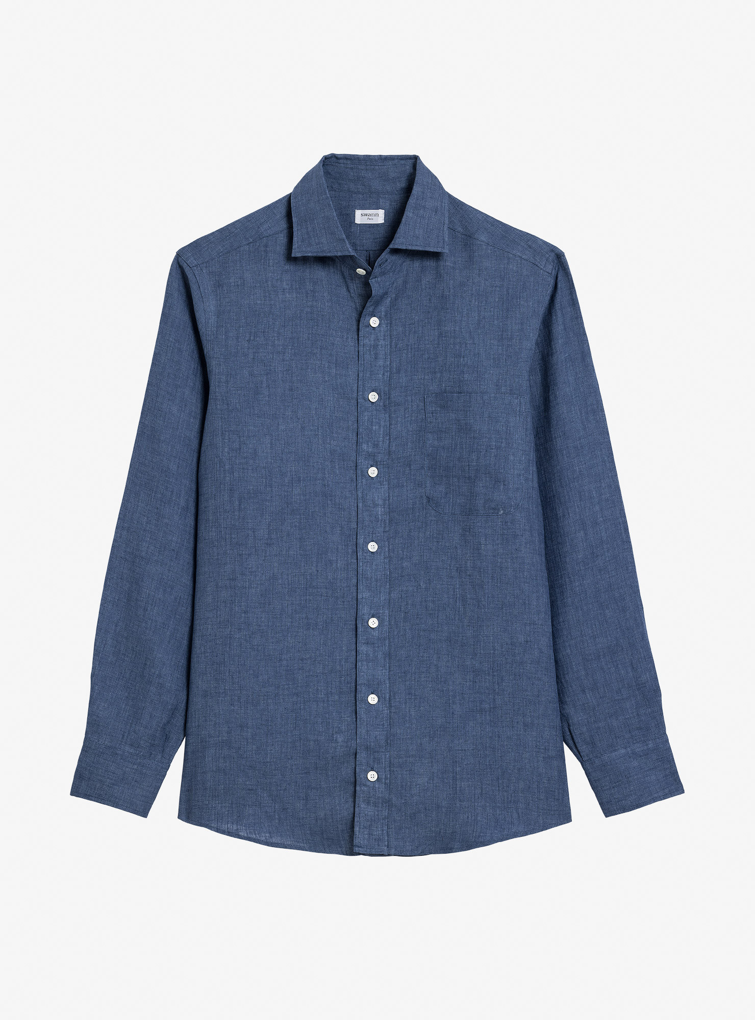 Shirt Linen Plain Blue