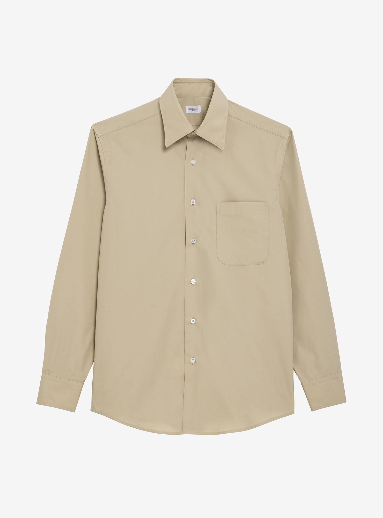 Shirt Poplin Plain Beige
