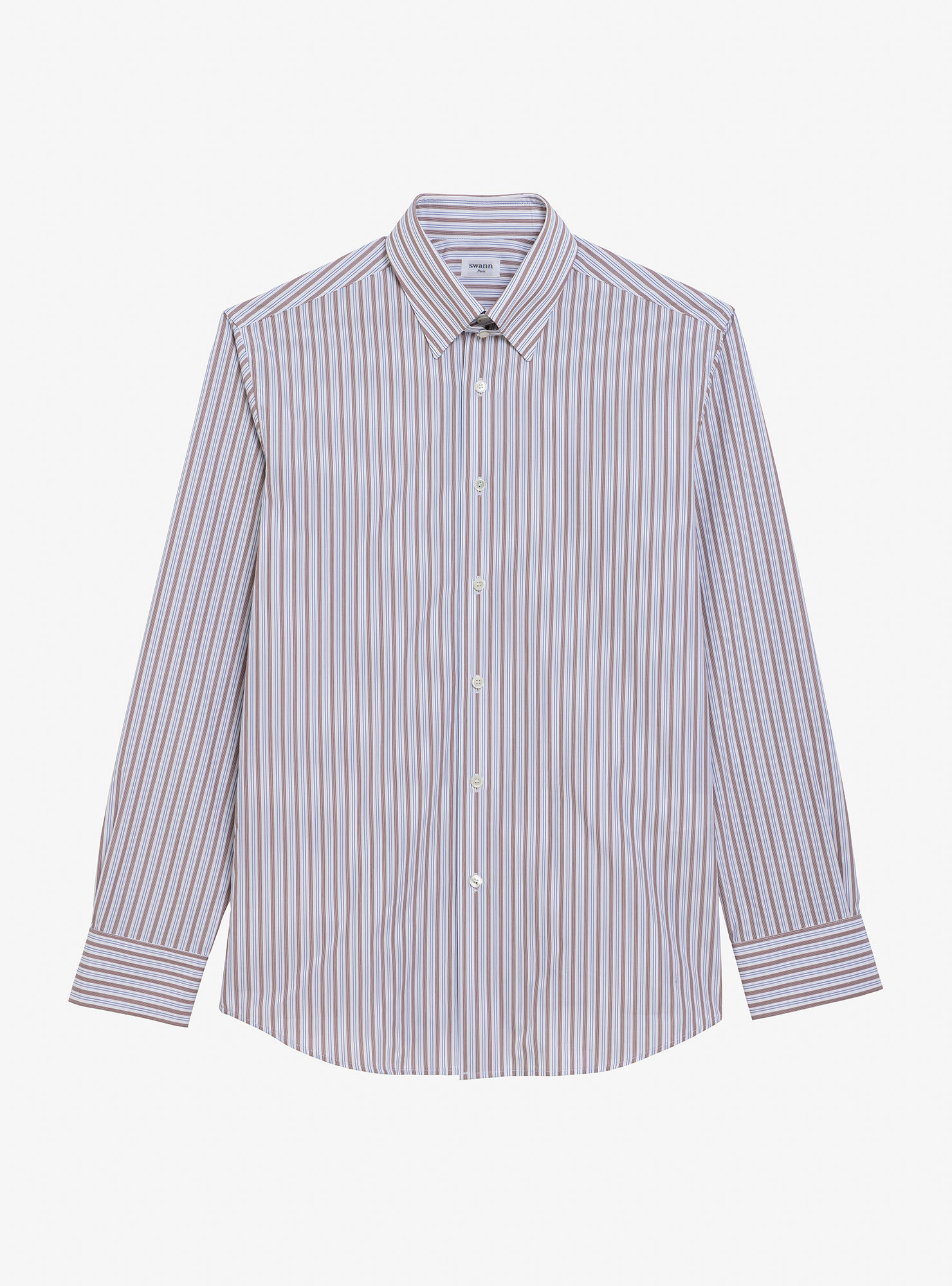 Shirt Poplin Stripes Brown