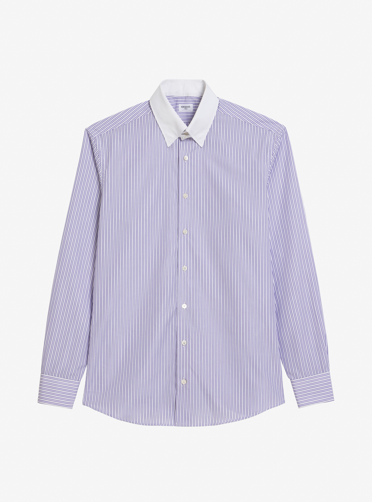 Shirt Poplin Stripes Mauve Purple