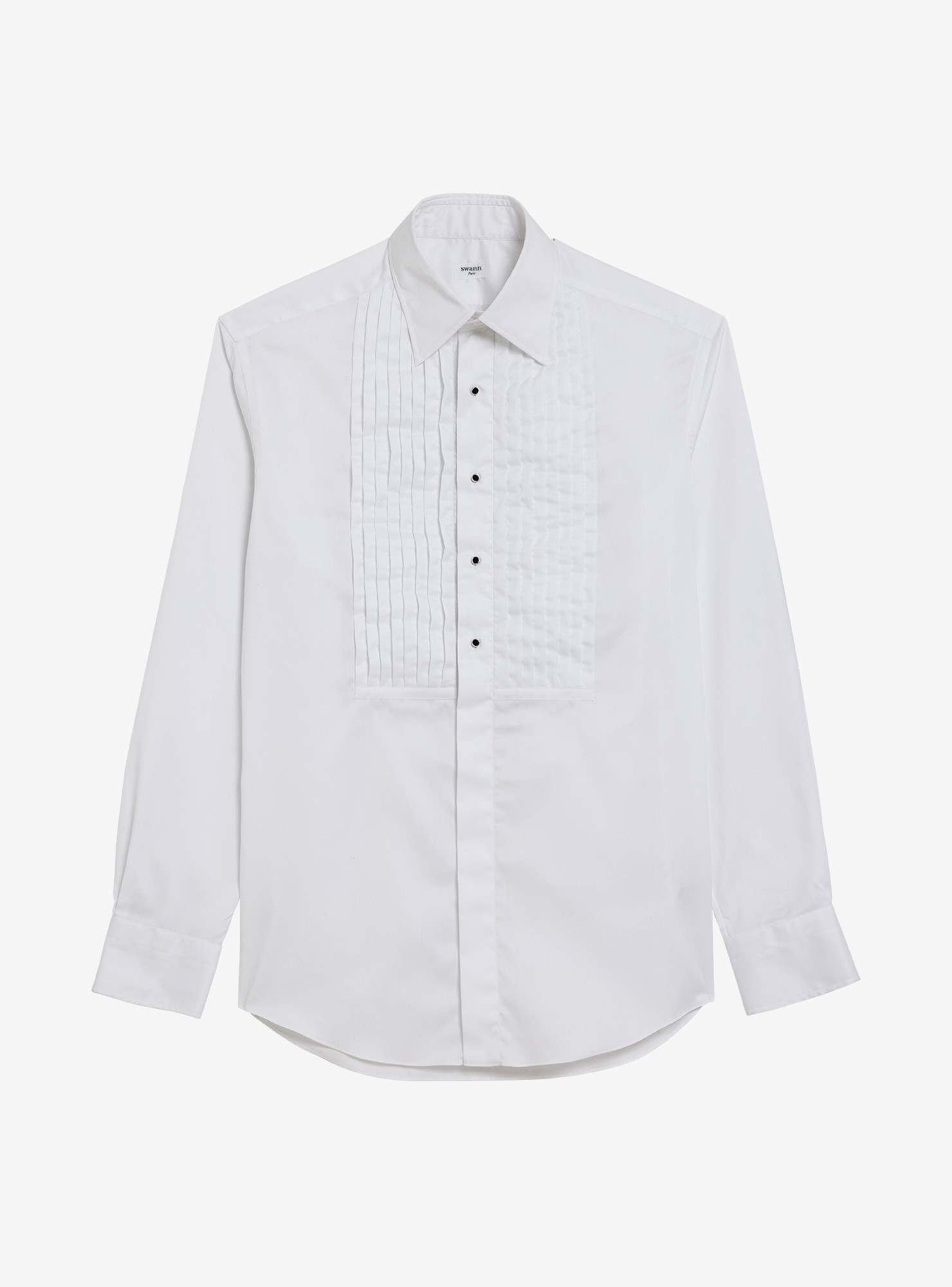 White Poplin Shirt Pleated Front 