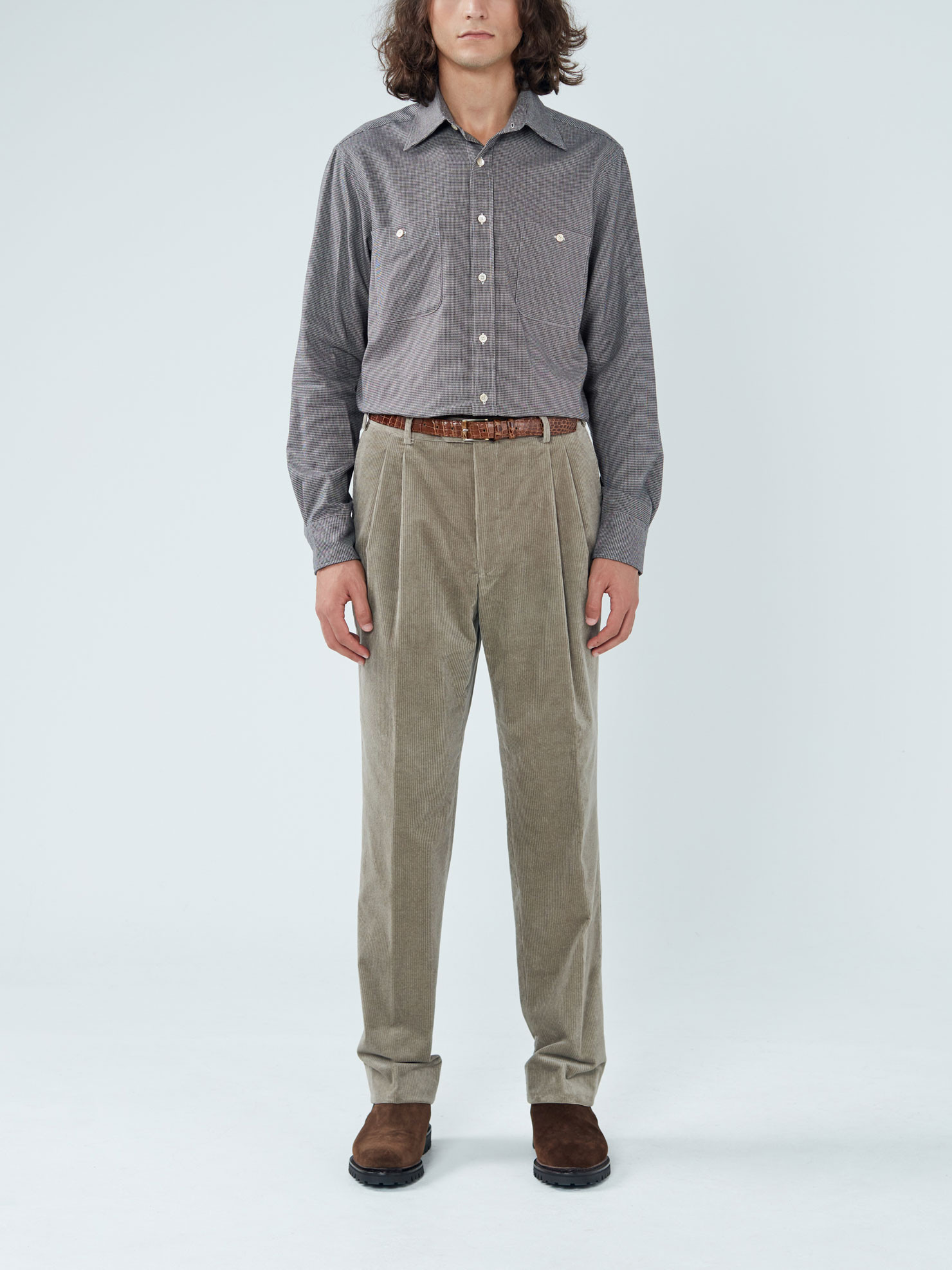 Beige corduroy pants PA5676AH22 | Swann