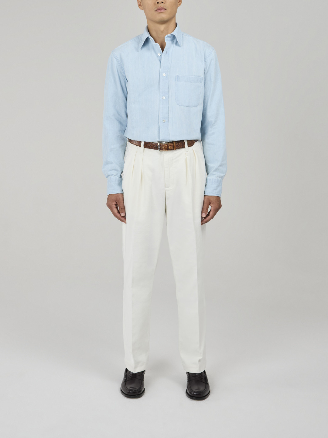 Ecru Moleskin Chino with Pleats