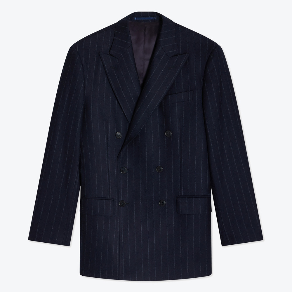 Navy double-breasted Jacket with chalk stripe
