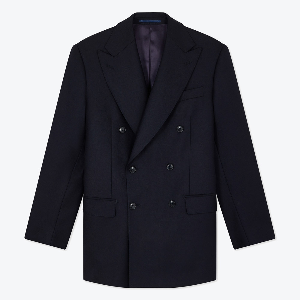 Navy Double-breasted Dress Jacket