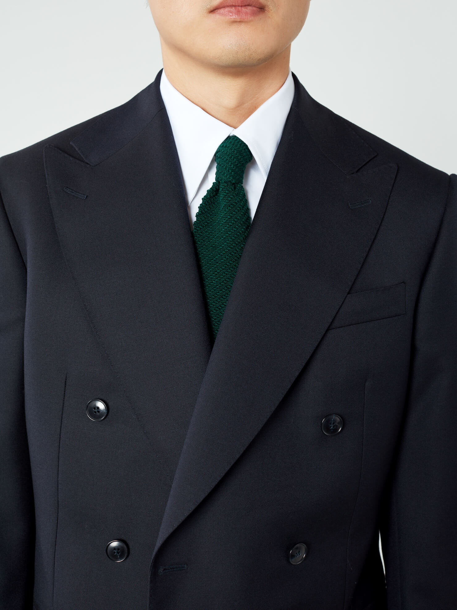 マメ クロゴウチ Collarless Double Breasted Suit Jacket navy Mame Kurogouchi】Acetate Polyester Collarless Double