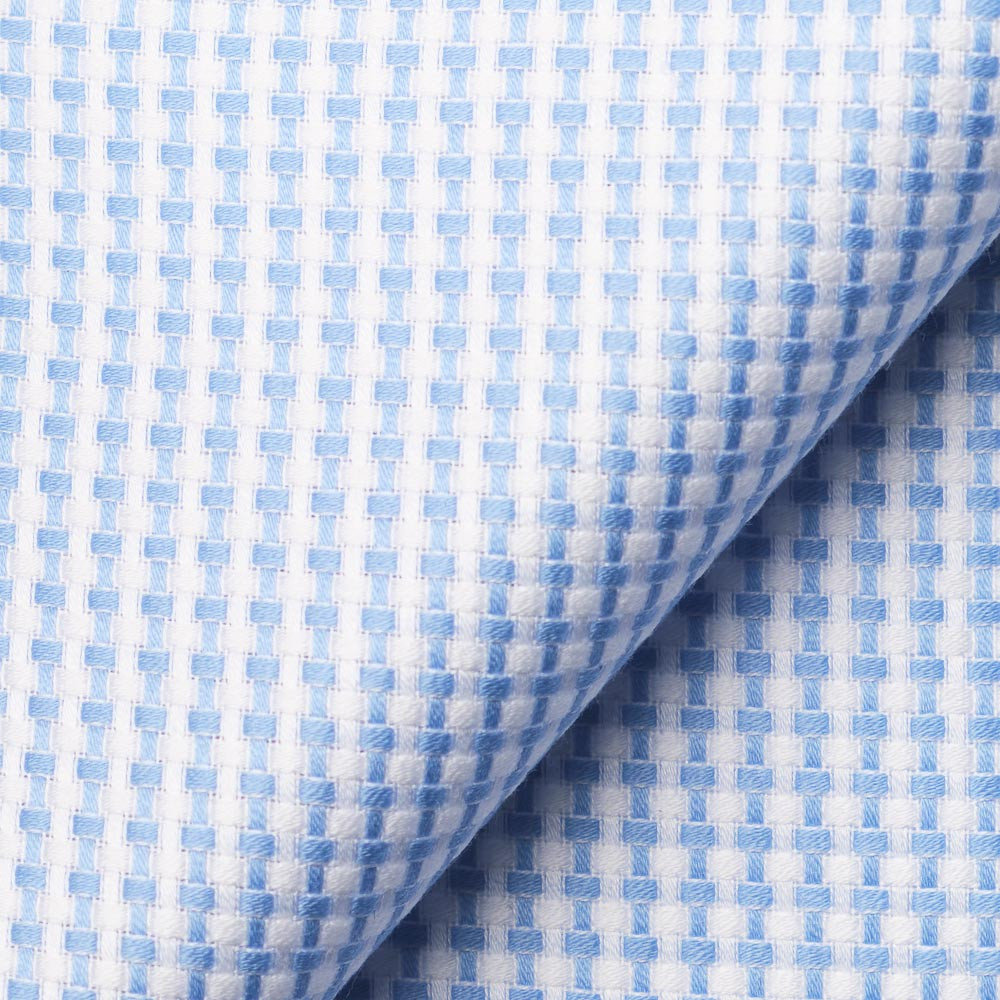 Dobby Plain Blue White