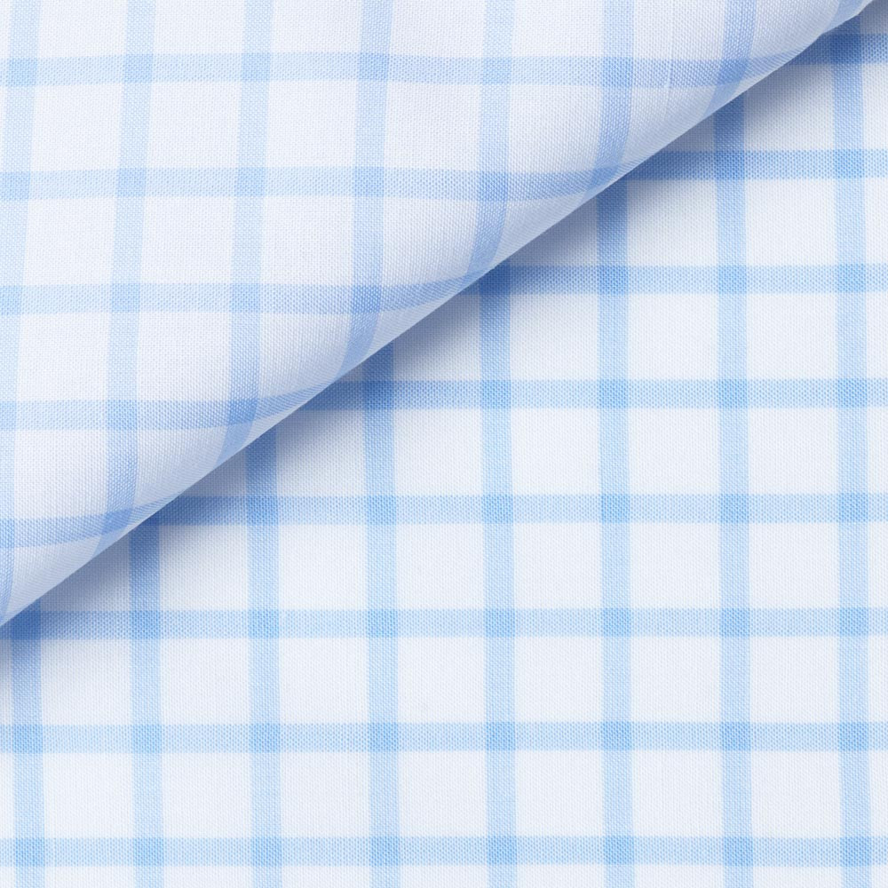 Poplin Check Pattern White Blue
