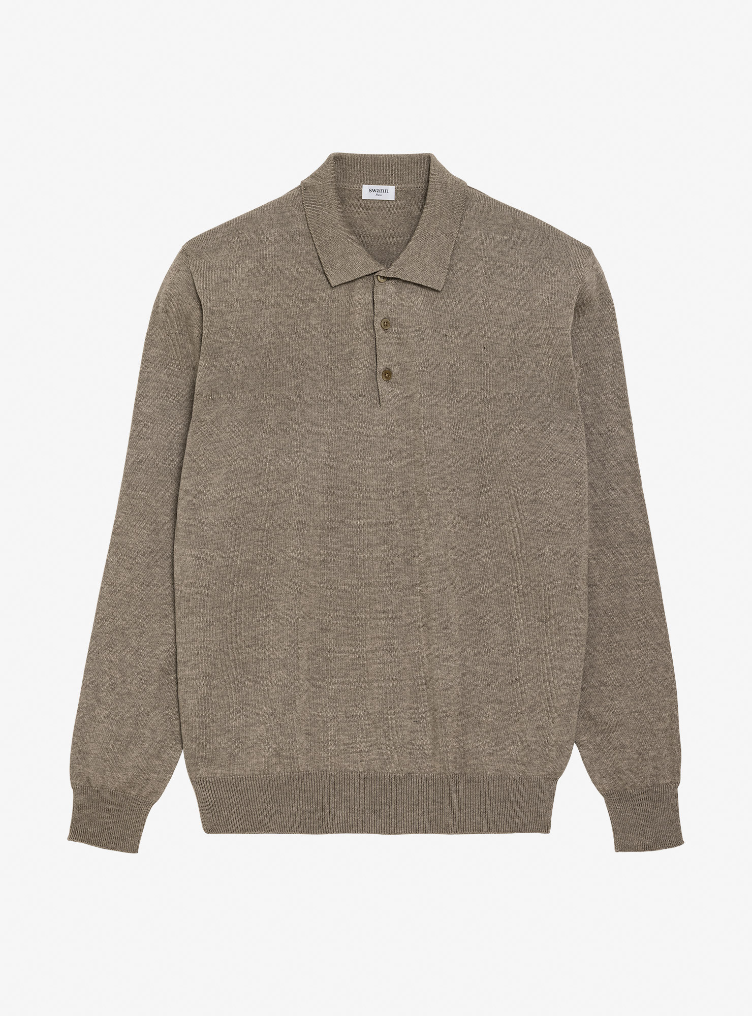Taupe cashmere cotton polo shirt