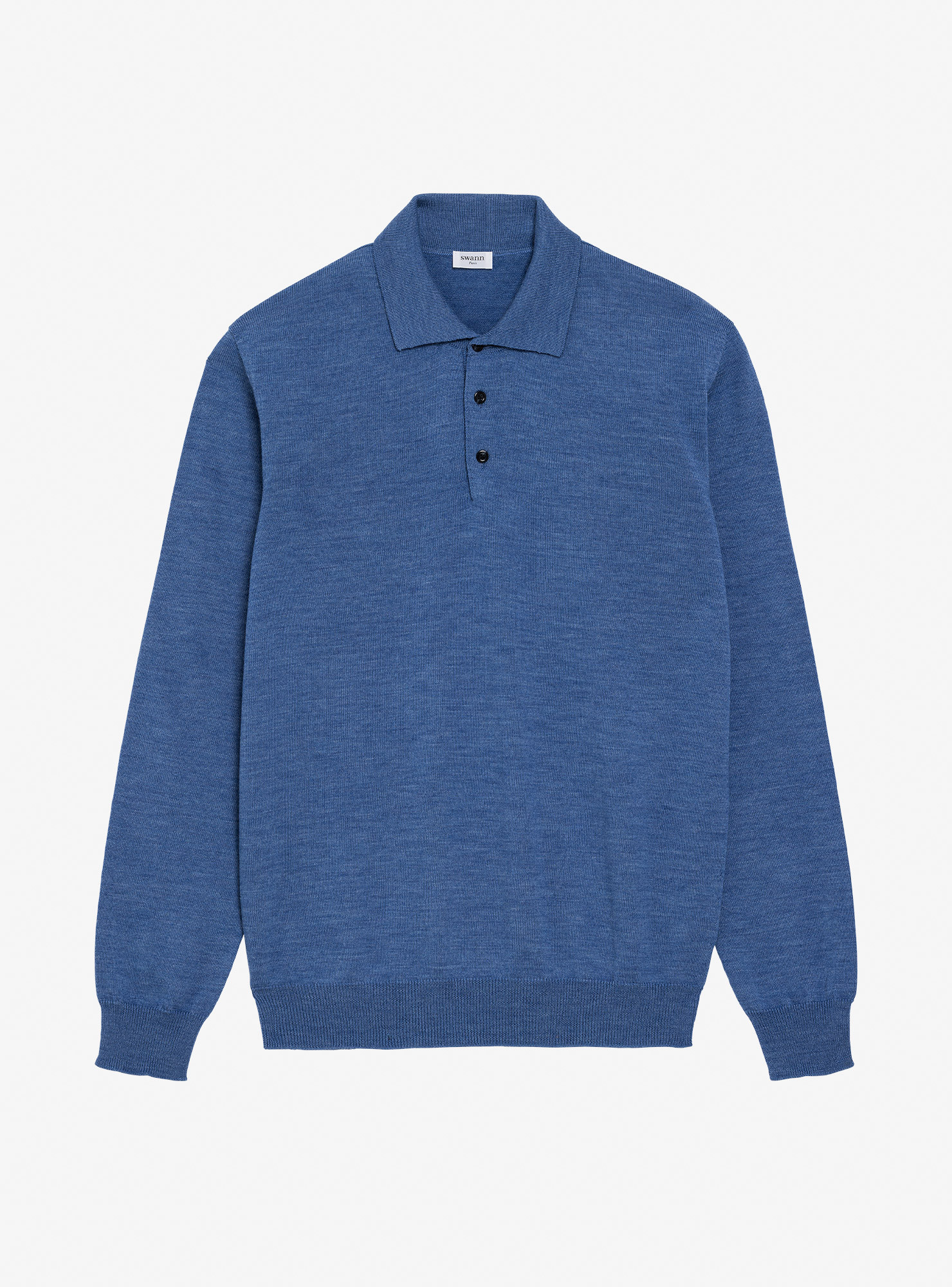 Light blue merino polo shirt
