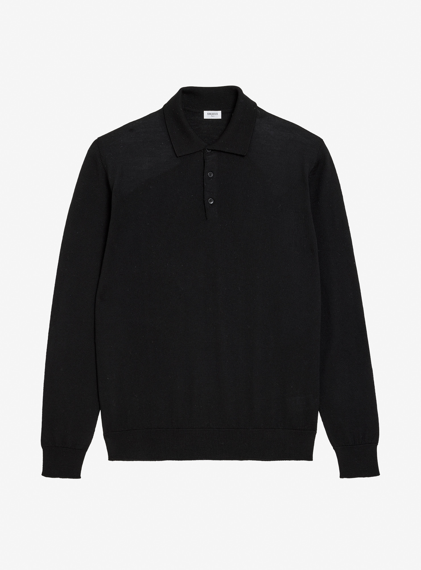 Black merino polo shirt