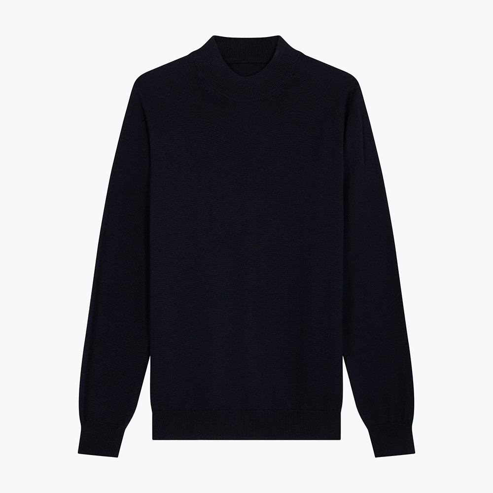 Navy Merino Mock Neck Pullover