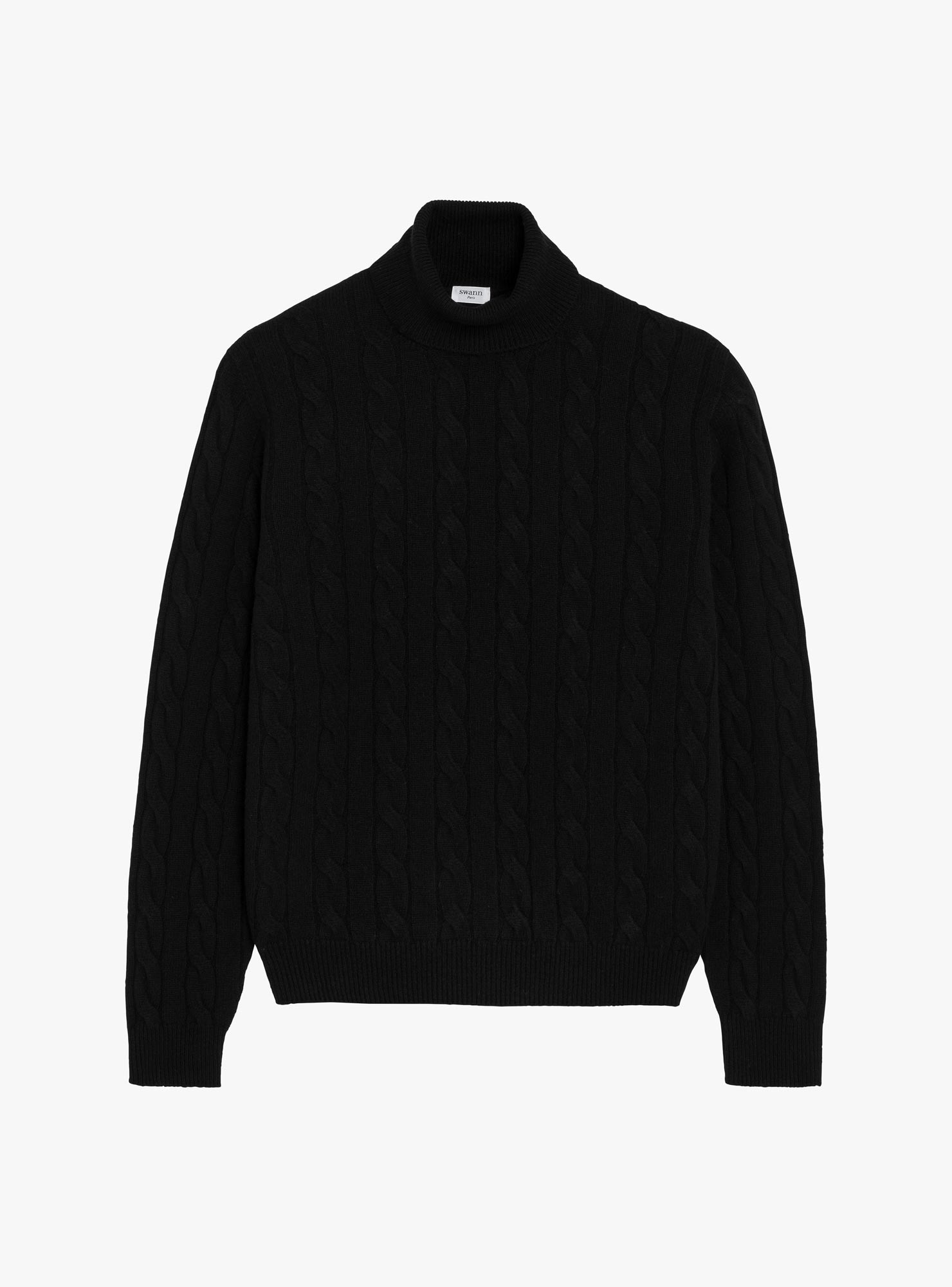 Black Cable-Knit Roll Neck Jumper